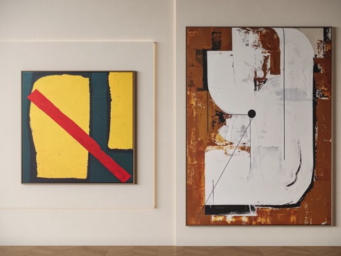 现代中古装饰挂画su模型