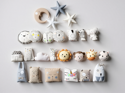 儿童抱枕 卡通动物抱枕su模型