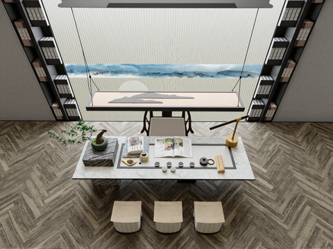 新中式茶室su模型