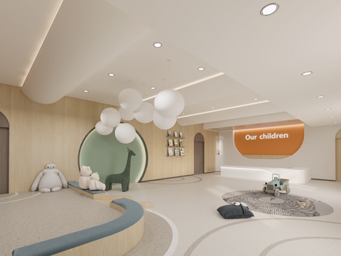  现代 大厅 幼儿园3D模型3d模型 