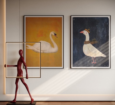 现代中古风装饰画su模型