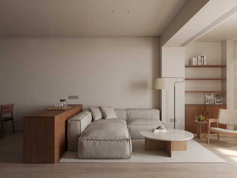  中古风客餐厅 复古客餐厅 侘寂风客餐厅 大平层客餐厅 古典客3d模型 