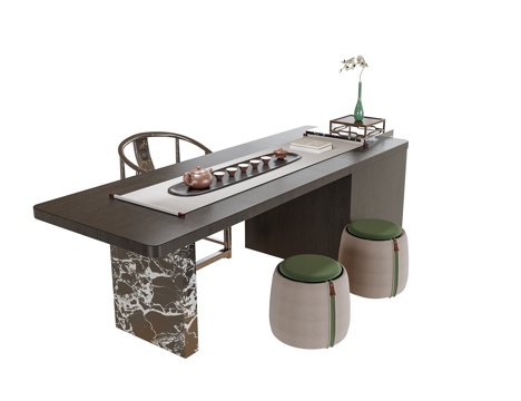 现代茶桌椅 书桌椅su模型