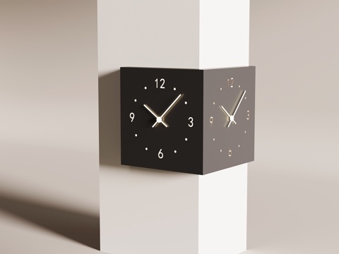 现代挂钟 直角挂钟 墙角挂钟su模型