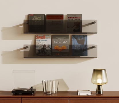 现代书架 壁挂书架  摆件su模型