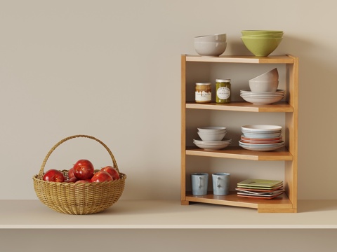 现代厨房器具 置物架 碗盘架su模型