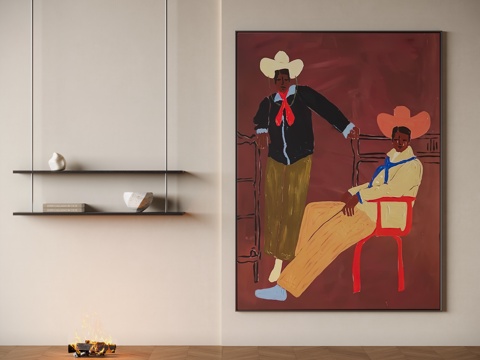 现代中古人物挂画su模型