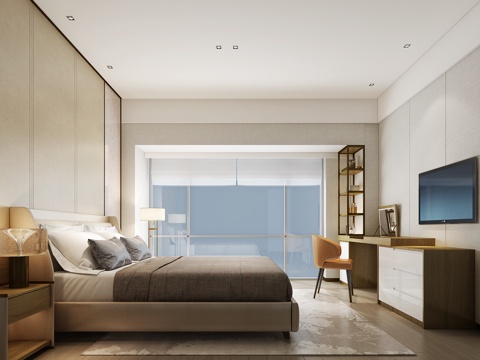  现代卧室3d模型 