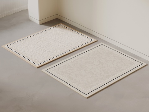 现代中古风地毯 方形地毯su模型