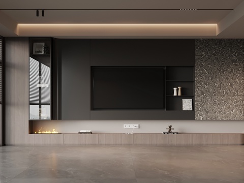  现代意式背景墙 电视背景墙3d模型 