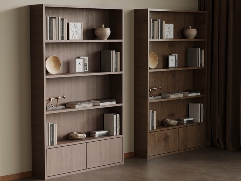 现代中古风书柜 置物柜su模型