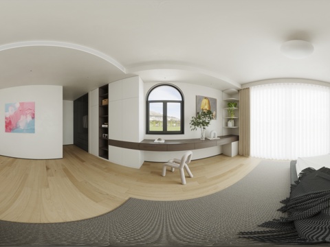  现代主卧 简约卧室 别墅主卧 极简主卧 布艺双人床 卧室背景 