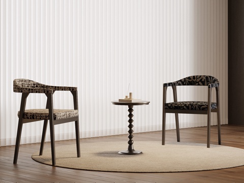 现代中古风休闲椅 餐椅su模型