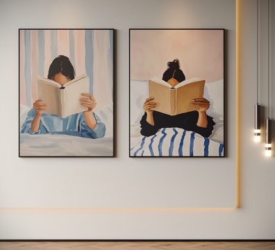 现代简约人物挂画su模型