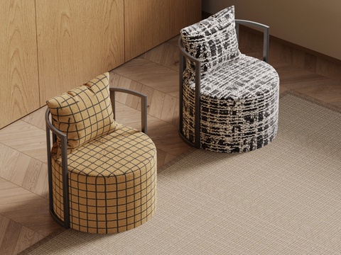  现代中古风休闲椅 沙发椅3d模型 