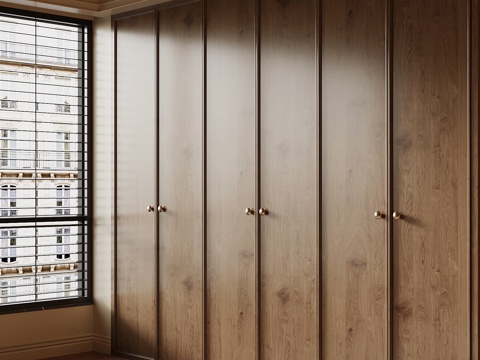 中古风衣柜 实木成品衣柜su模型