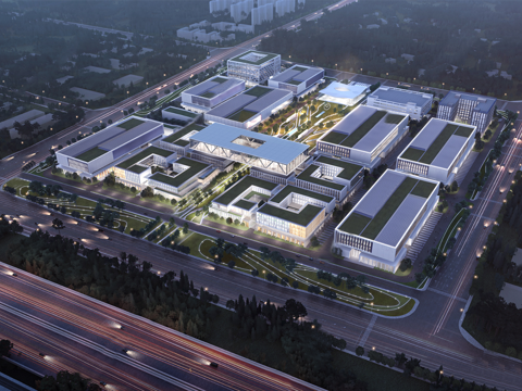 现代制造产业园 厂业园厂房建筑 产业园鸟瞰图su模型