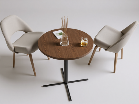 现代休闲圆形桌椅组合su模型