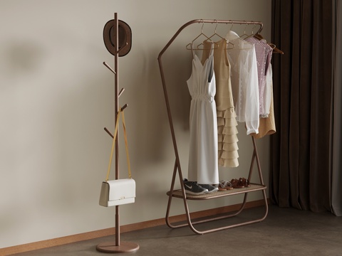 现代中古风衣架su模型