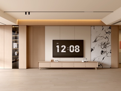 现代客厅 奶油客厅 电视背景墙 客厅背景 电视柜su模型