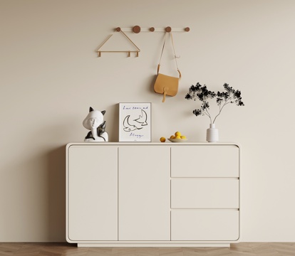 现代奶油风玄关柜 鞋柜 边柜su模型