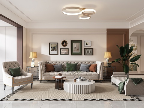  简美客餐厅 开放厨房 干区 电视墙3d模型 