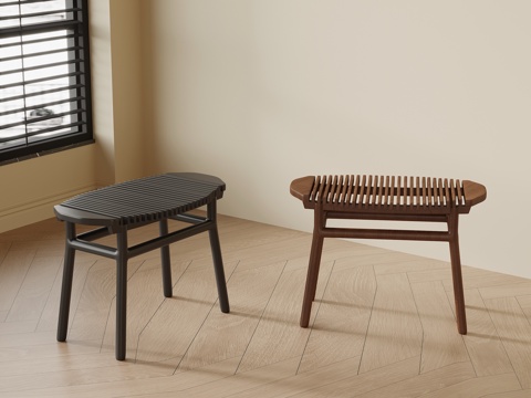 法式中古凳子 换鞋凳 沙发凳su模型