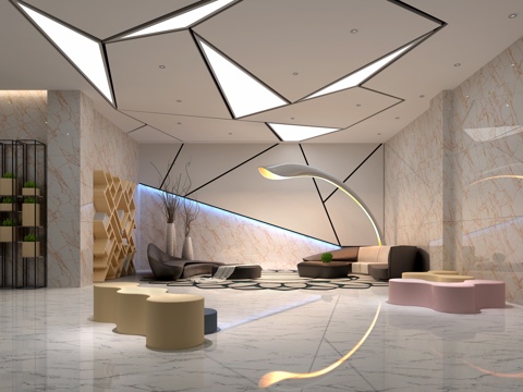  现代休息区3d模型 