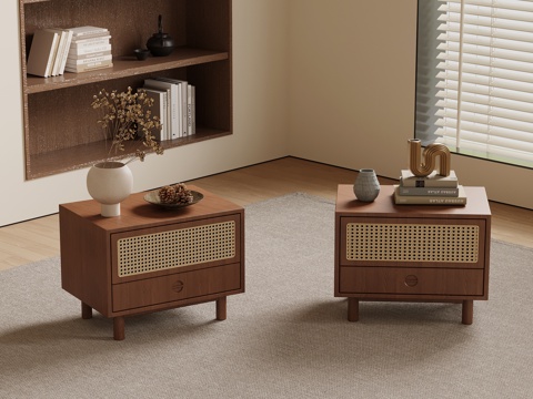 中古风床头柜su模型