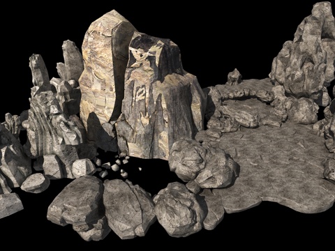  假山石头景观石3d模型 
