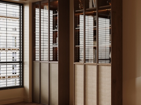 现代中古风书柜 置物柜su模型