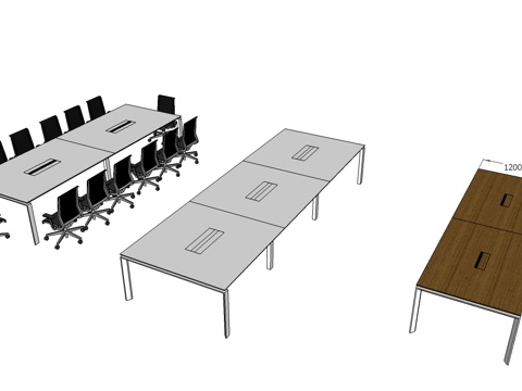 会议桌 办公家具 办公椅su模型