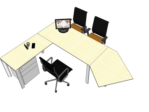 行政桌 办公班台 文件柜 办公桌 办公椅su模型