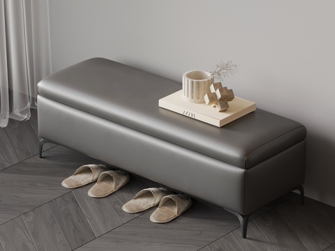  现代皮革换鞋凳 沙发凳3d模型 