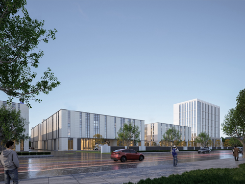 现代产业园建筑 智能制造产业园 产业园办公楼建筑su模型