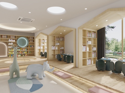  现代幼儿园 阅览室3D模型3d模型 