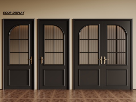法式复古双开门 单开门 长虹玻璃门 防盗门 平开门3d模型