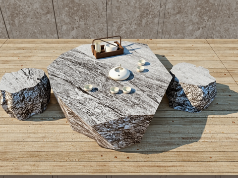 户外石桌椅su模型