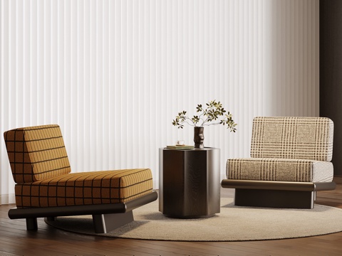  现代中古风休闲椅 沙发椅3d模型 