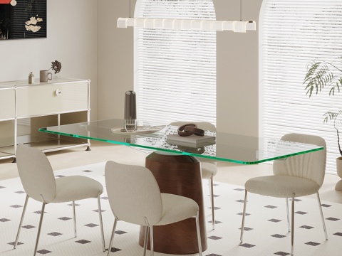 现代简约餐厅 餐桌椅su模型