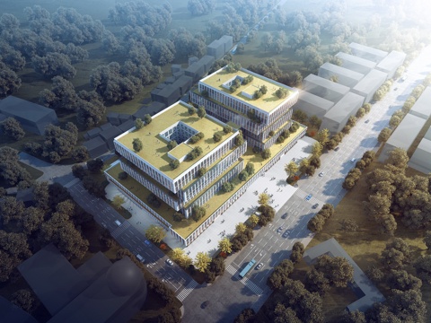  现代 办公楼 多层办公楼 鸟瞰3D模型3d模型 