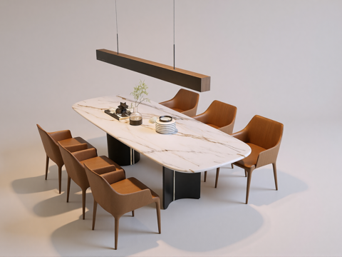  现代餐桌椅组合su模型 