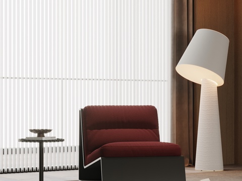 现代休闲椅 边几 落地灯su模型