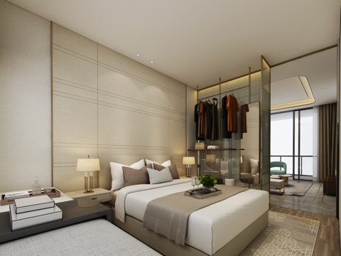  现代卧室3d模型 