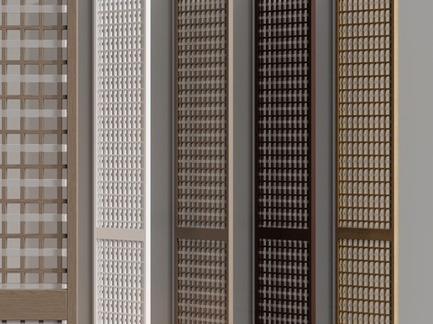  现代木隔断屏风su模型 