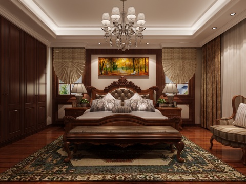  欧式古典主卧3d模型 