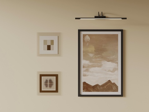 现代挂画 客厅装饰画su模型