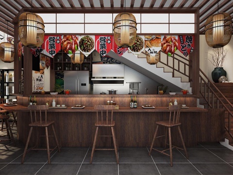  日式料理店3d模型 