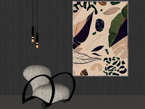 现代极简装饰挂画su模型