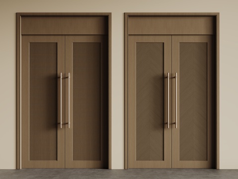 现代双开门 包间门 别墅门 防盗门 平开木门su模型